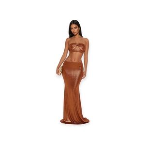 Fashion Nova‎ Coastal Dream Maxi Skirt Set - Copper Size M